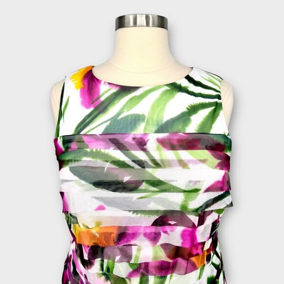 London Times Woman Tiered Ruffle Hem Cocktail Dress Plus Size 18W Floral Multi - Picture 3 of 15